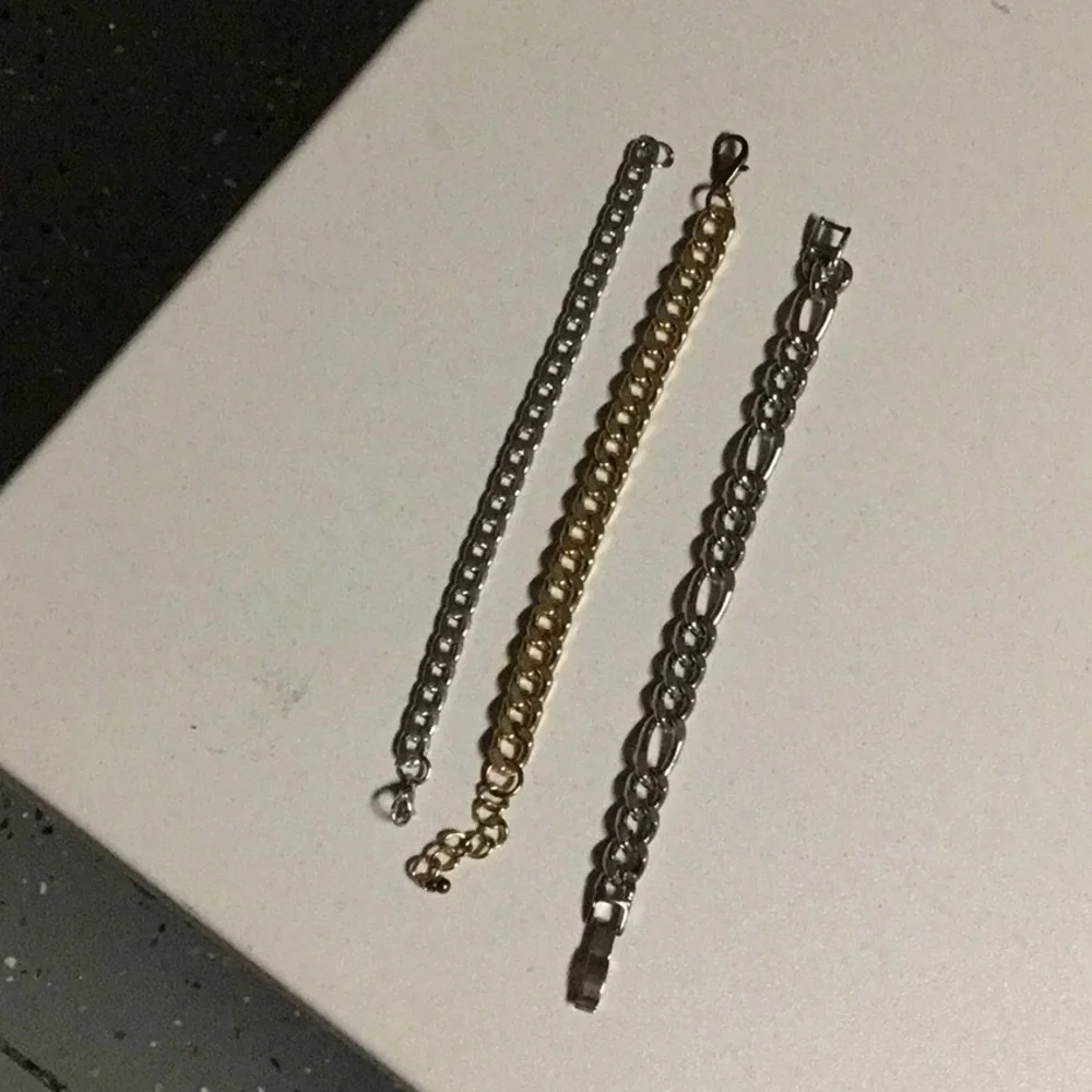 3 MIX CUBAN  LINK CHAIN  UNISEX BRACELET GOLD‎ & SILVER TONED